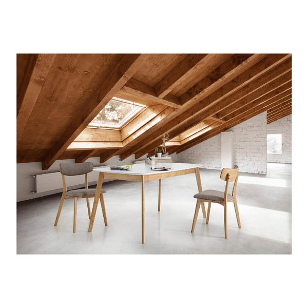 Tavolo da pranzo pieghevole bianco con base in legno di gomma, lunghezza 120 cm Enma - sømcasa-image-3