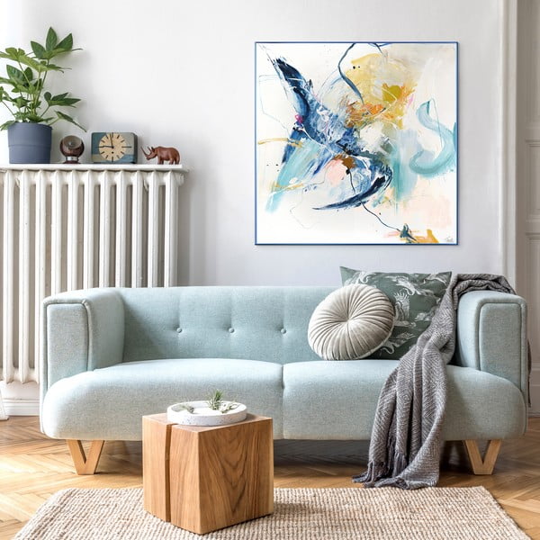 Quadro con elementi dipinti a mano 102x102 cm Confidential Blue – Malerifabrikken-image-1