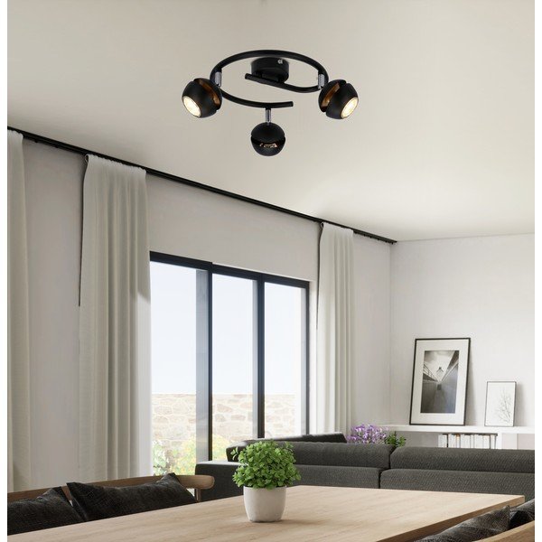 Lampada da soffitto con paralume in metallo nero-oro 38x38 cm Boni - Candellux Lighting-image-1
