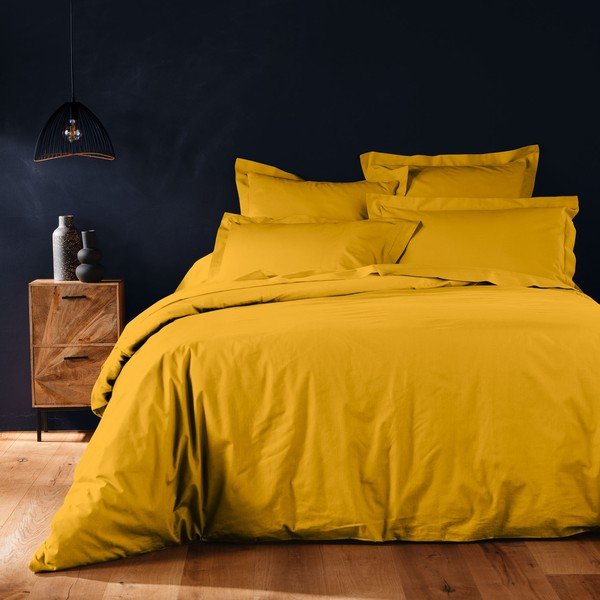 Copripiumino giallo in cotone per letto matrimoniale/per letto esteso 240x220 cm Lina – douceur d'intérieur-image-1