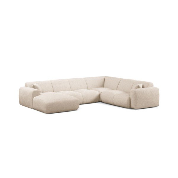 Divano angolare beige (a U) con rivestimento in bouclé Molino – Micadoni 