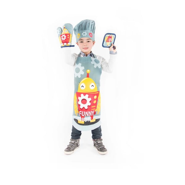 Set da cucina in cotone per bambini 4 pz Robot - Tiseco Home Studio