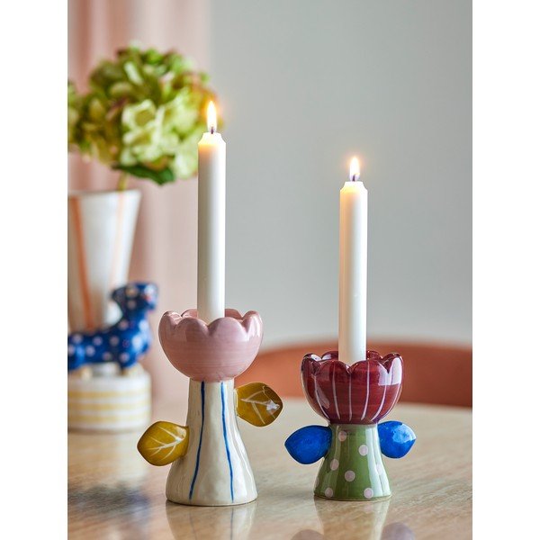 Portacandele in set in gres per lumino 2 pz Florita – Bloomingville-image-2
