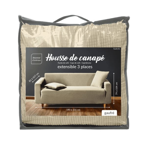 Copridivano marrone con rivestimento elastico per divano a 3 posti Sacha – douceur d'intérieur-image-3