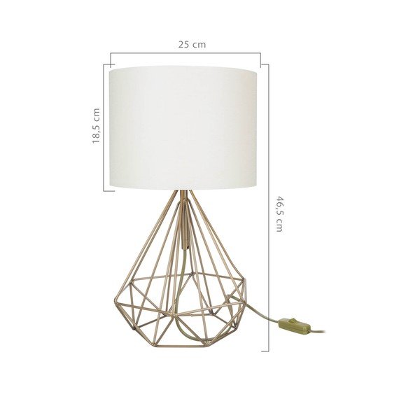 Lampada da tavolo con paralume in tessuto color crema-oro (altezza 46,5 cm) Pena - Squid Lighting-image-2