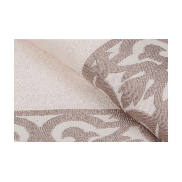 Set di 2 asciugamani bianchi con profili marroni Grace - Soft Kiss-image-3