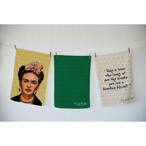 Set di 3 asciugamani in cotone Draw, 50 x 70 cm Frida - Madre Selva