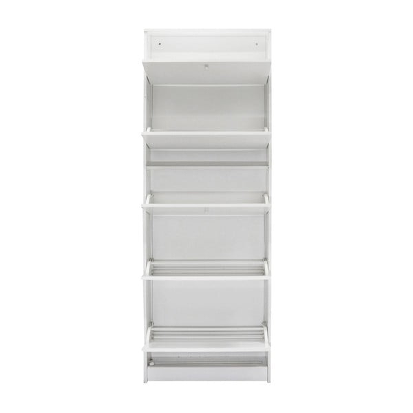 Scarpiera in legno bianco a 5 ripiani Issa - Evergreen House-image-4