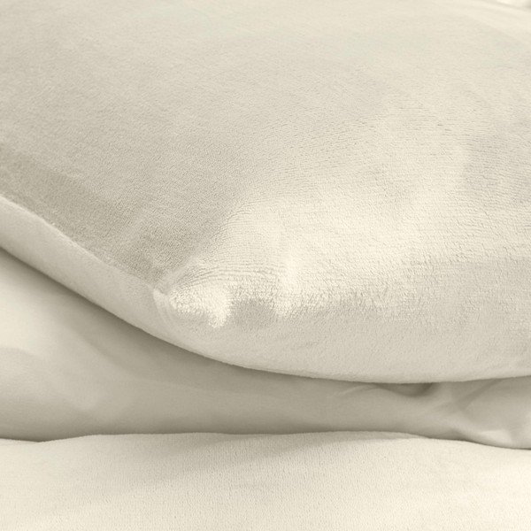 Set copripiumino e federa color crema in microflanella per letto matrimoniale/per letto esteso 3 pezzi 240x220 cm Flanou – douceur d'intérieur-image-2