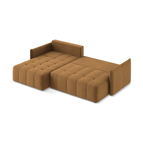 Divano angolare color terracotta allungabile/con contenitore (con penisola a sinistra/con chaise lounge) Moku – Makamii-image-4