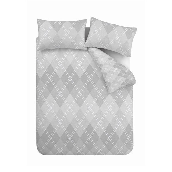 Biancheria da letto singola grigia 135x200 cm Argyle - Catherine Lansfield