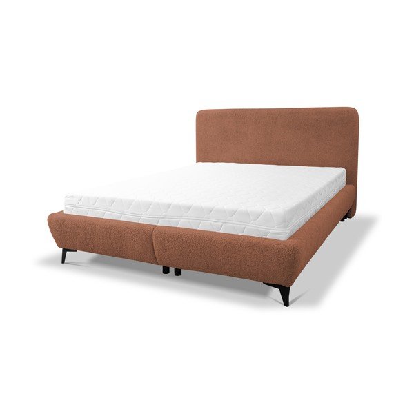 Letto matrimoniale imbottito color terracotta con contenitore con rete inclusa 140x200 cm Makapu – Makamii-image-2
