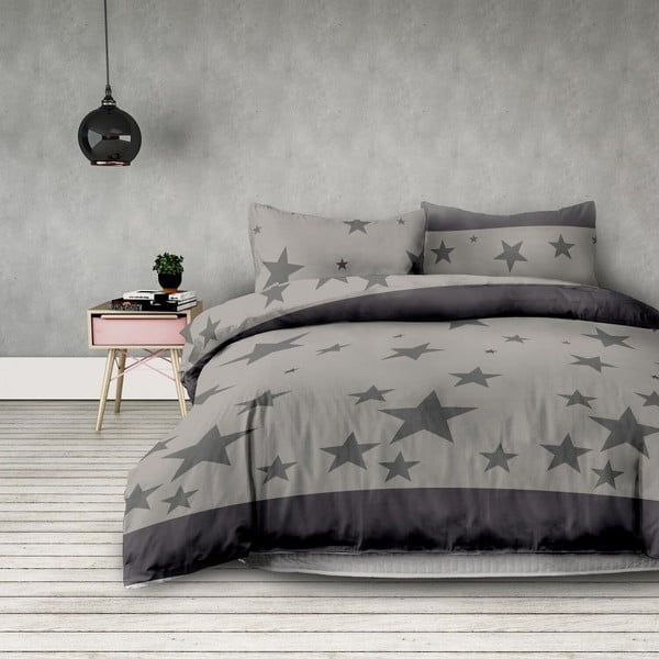 Biancheria da letto in microfibra grigia per letto matrimoniale Stardust, 140 x 200 cm + 50 x 75 cm - AmeliaHome