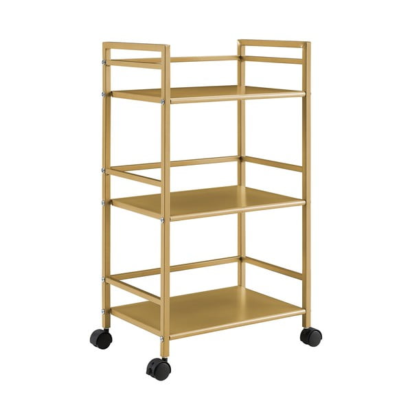 Tavolo da portata in metallo su ruote in oro 29x43 cm Helix - Novogratz-image-3