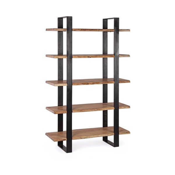 Scaffale nero/di colore naturale in acacia massiccia 110x180x40 cm Artur – Bizzotto-image-2