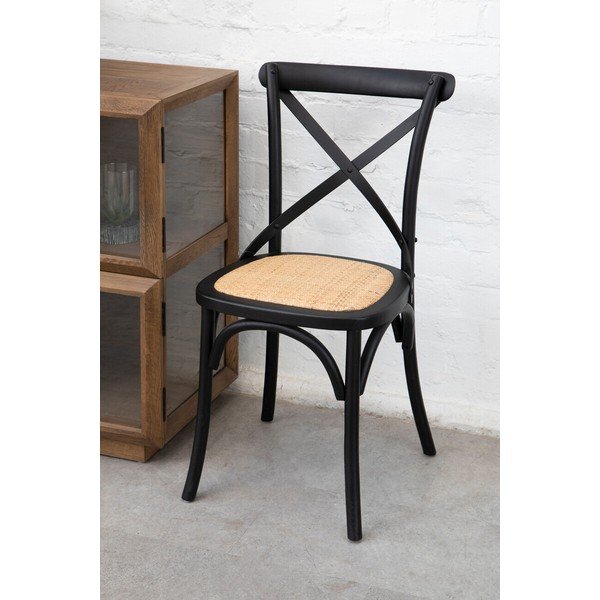 Sedia da pranzo nera in rovere massiccio Lyon – Premier Housewares-image-1
