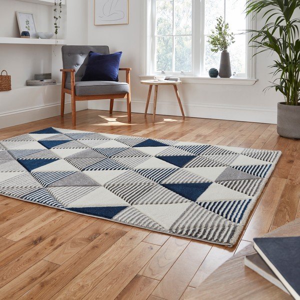 Tappeto grigio-blu Geo, 160 x 220 cm Brooklyn - Think Rugs-image-2