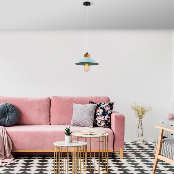 Lampadario turchese/di colore naturale con paralume in metallo ø 24 cm Manavgat – Opviq lights-image-3