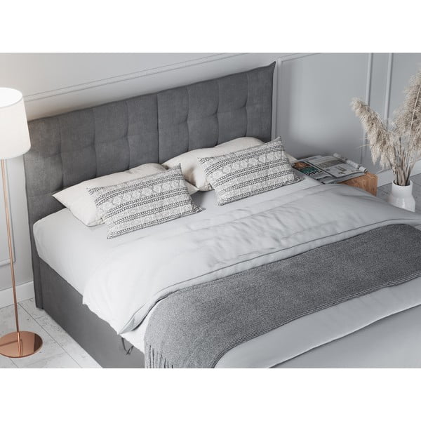 Letto boxspring grigio con contenitore 200x200 cm Echaveria - Mazzini Beds-image-1