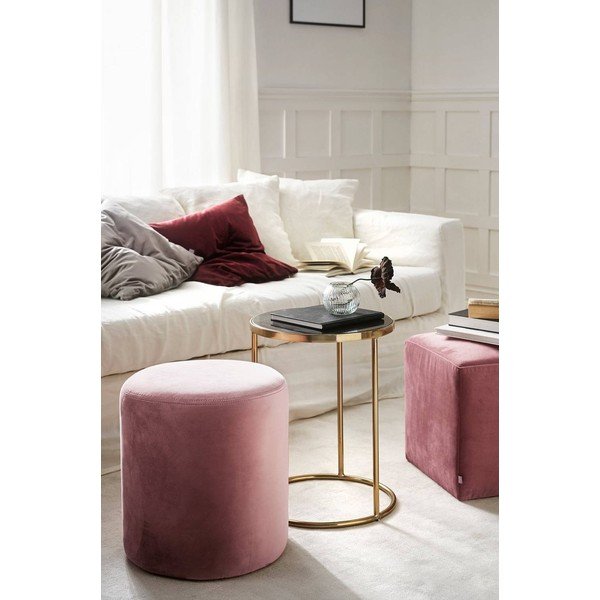 Poggiapiedi rosa polveroso con rivestimento in velluto Tokyo – Jotex-image-2