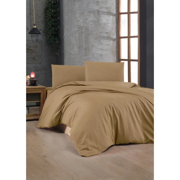 Biancheria da letto in marrone chiaro in cotone renforcé per letto matrimoniale 200x200 cm – Mijolnir