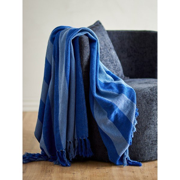 Coperta blu in cotone riciclato 130x160 cm Frello – Bloomingville-image-1