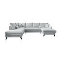 Divano letto a U grigio chiaro, angolo sinistro Charming Charlie - Miuform
