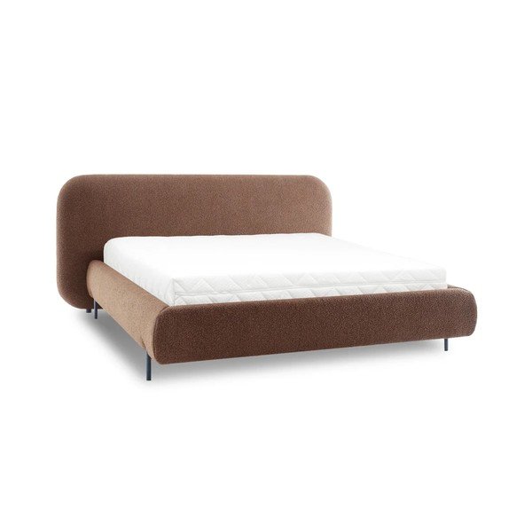 Letto matrimoniale imbottito color terracotta con contenitore e rete inclusi 160x200 cm Pointt – ELTAP