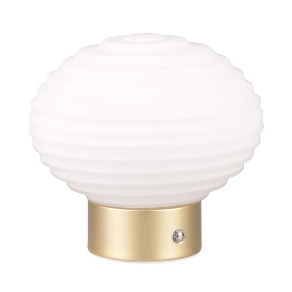 Lampada da tavolo LED dimmerabile in bianco e oro con paralume in vetro (altezza 14,5 cm) Earl - Reality