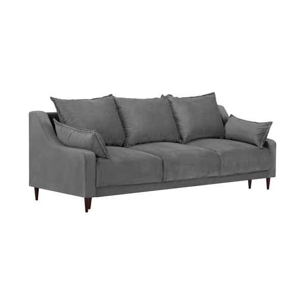 Divano letto in velluto grigio con contenitore, 215 cm Freesia - Mazzini Sofas-image-2