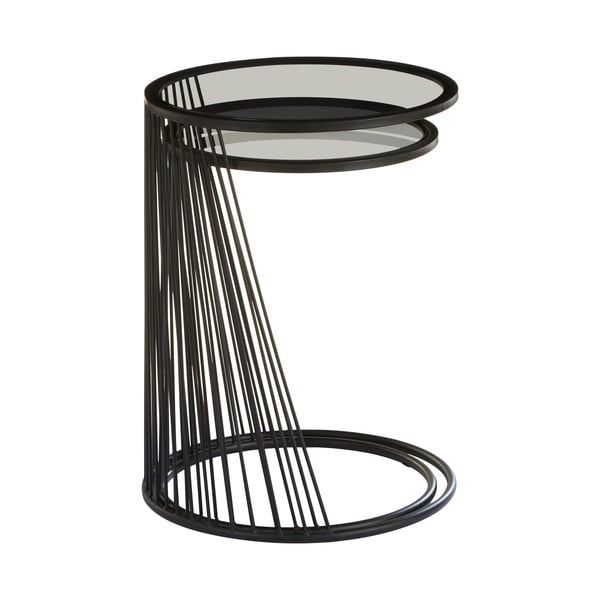 Tavolini da salotto rotondi con piano in vetro in set di 2 pezzi Trento - Premier Housewares-image-1