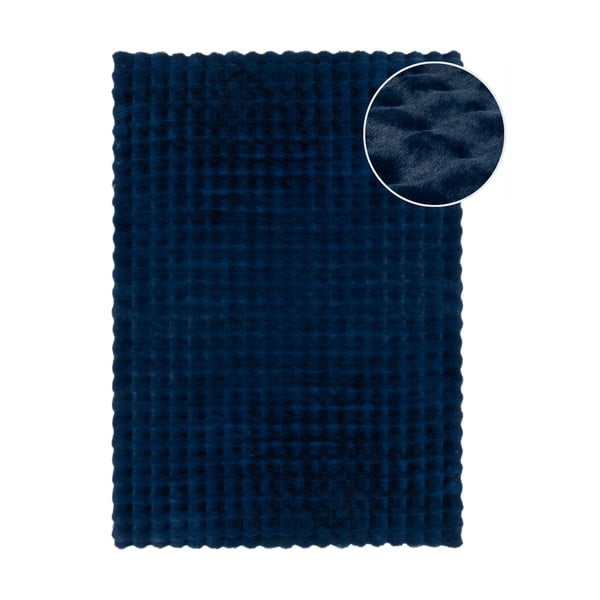 Tappeto in pelliccia sintetica blu scuro 120x170 cm Waffle Faux Fur - Flair Rugs