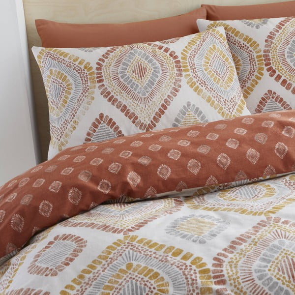 Biancheria da letto in cotone arancio-beige 200x200 cm Ziri Geo - Pineapple Elephant-image-1