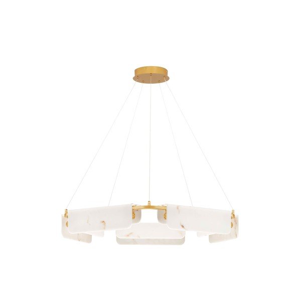 Lampadario LED color crema/color ottone con effetto marmo con intensità regolabile ø 93 cm Aider – Nova Luce