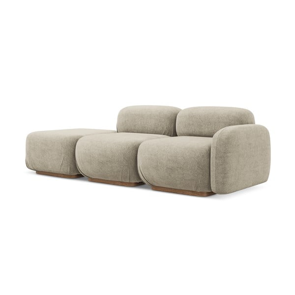 Chaise lounge componibile beige (con penisola a sinistra) con rivestimento in bouclé Ailani – Makamii-image-2