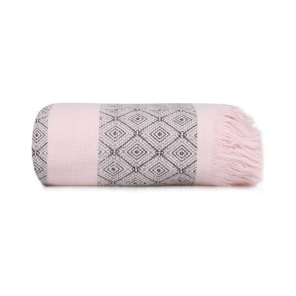 Asciugamano in cotone rosa/grigio 150x75 cm Twins - Foutastic-image-3