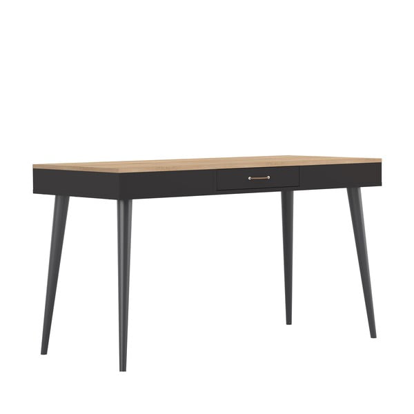 Scrivania nera con piano in rovere 134x59 cm Horizon - TemaHome-image-4