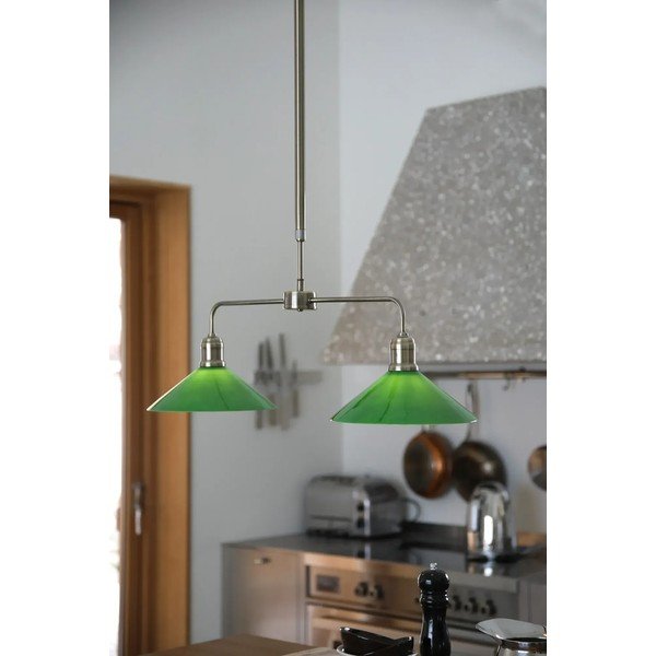 Lampadario verde/color ottone in metallo con paralume in vetro Vela – Markslöjd-image-1