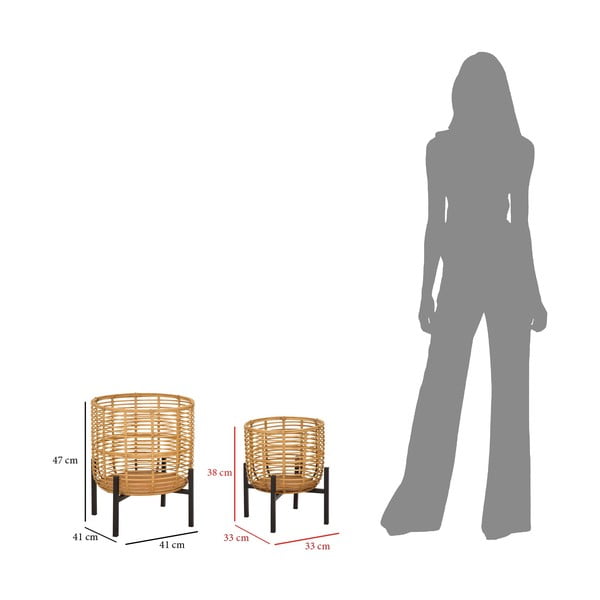 Set di 2 portavasi in rattan, altezza 47 cm - Mauro Ferretti-image-2