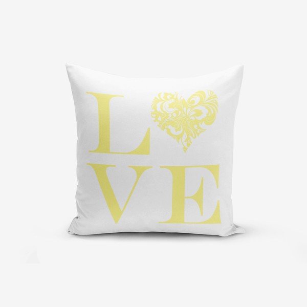 Federa in misto cotone Love Yellow, 45 x 45 cm - Minimalist Cushion Covers
