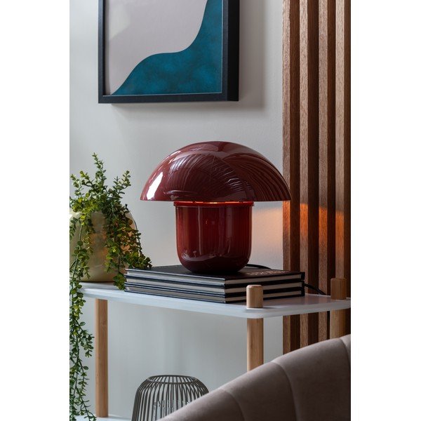 Lampada da tavolo burgundy in metallo (altezza totale 25 cm) Fat Mushroom – Leitmotiv-image-1