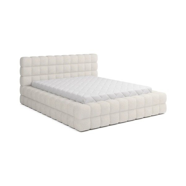 Letto matrimoniale imbottito bianco con contenitore e rete inclusi 160x200 cm Dizzle – ELTAP