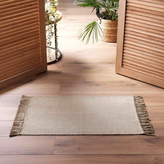 Tappeto lavabile beige 50x80 cm Pietro - douceur d'intérieur