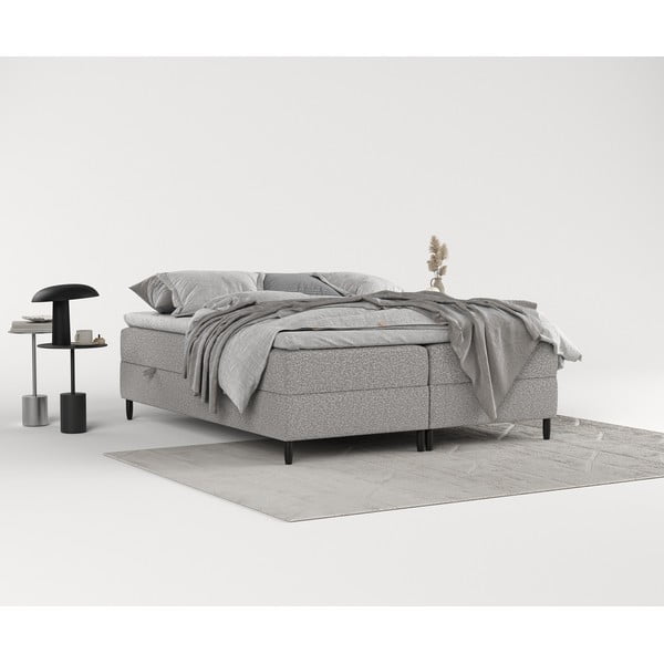 Letto boxspring grigio con contenitore 200x200 cm Malte - Maison de Rêve-image-1