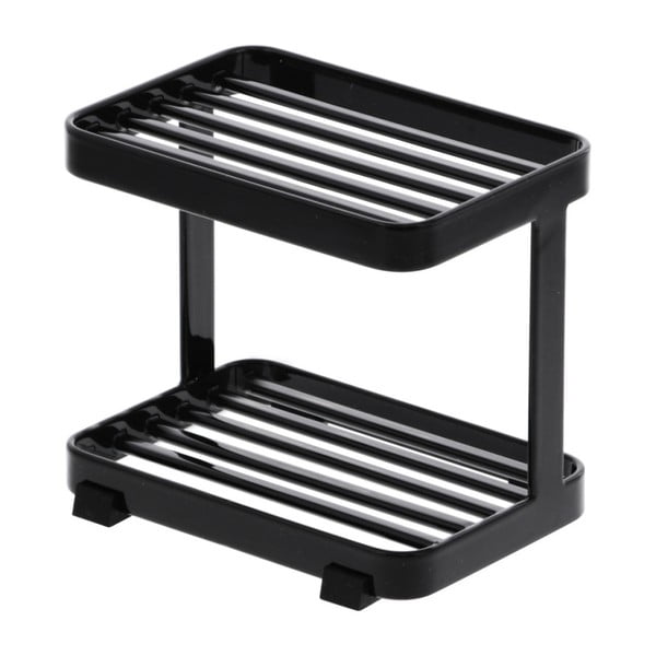 Portasapone a castello nero con vano portaoggetti Tower - YAMAZAKI