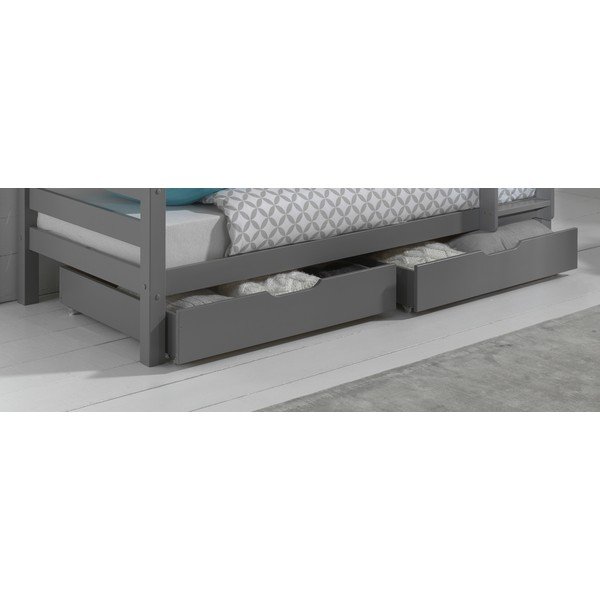 Cassetti grigi sotto il letto dei bambini 2 pezzi PINO - Vipack-image-1