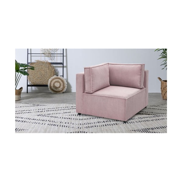 Modulo divano in velluto a coste variabile rosa chiaro Nihad modular - Bobochic Paris-image-1
