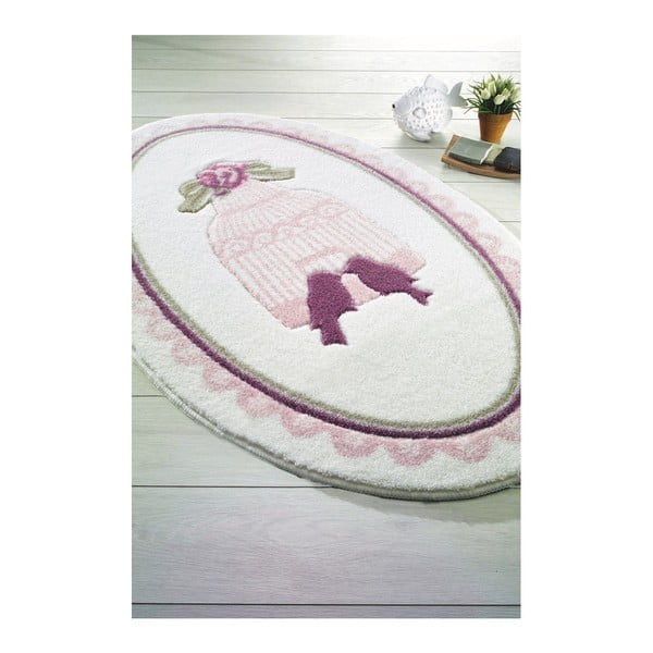 Tappeto da bagno rosa e bianco Confetti Bathmats Birdcage, 80 x 130 cm - Unknown
