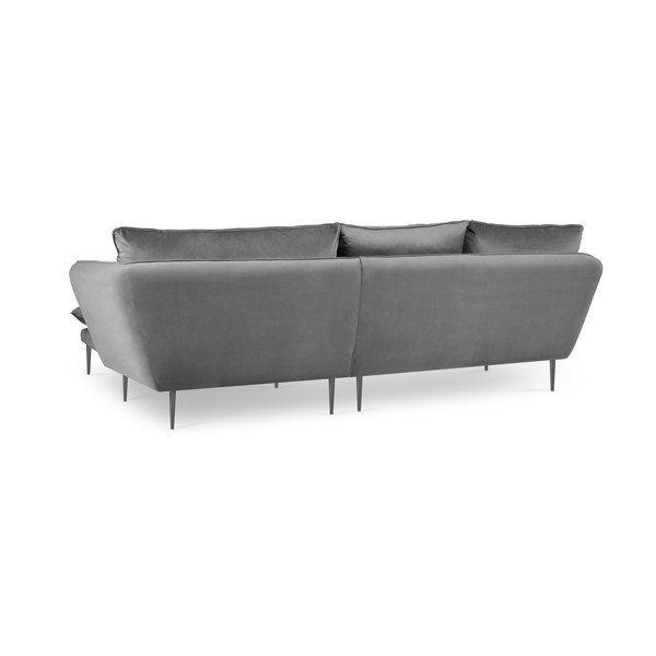 Divano angolare in velluto grigio chiaro Acacia, angolo destro - Mazzini Sofas-image-4