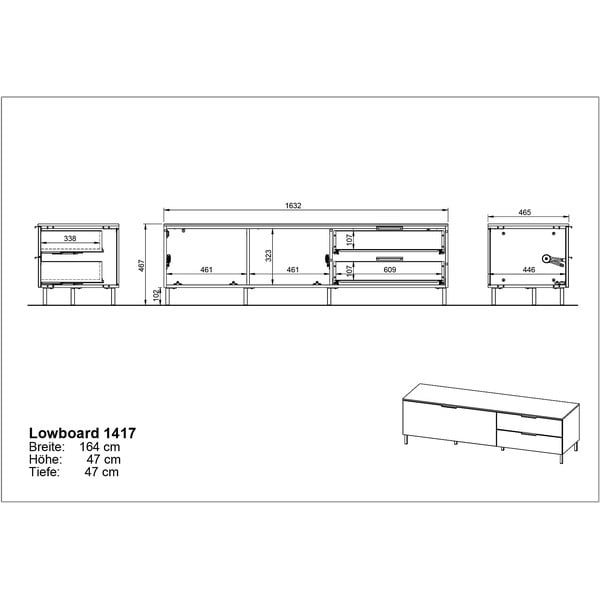 Tavolo TV verde chiaro 164x47 cm Kenora - Germania-image-4